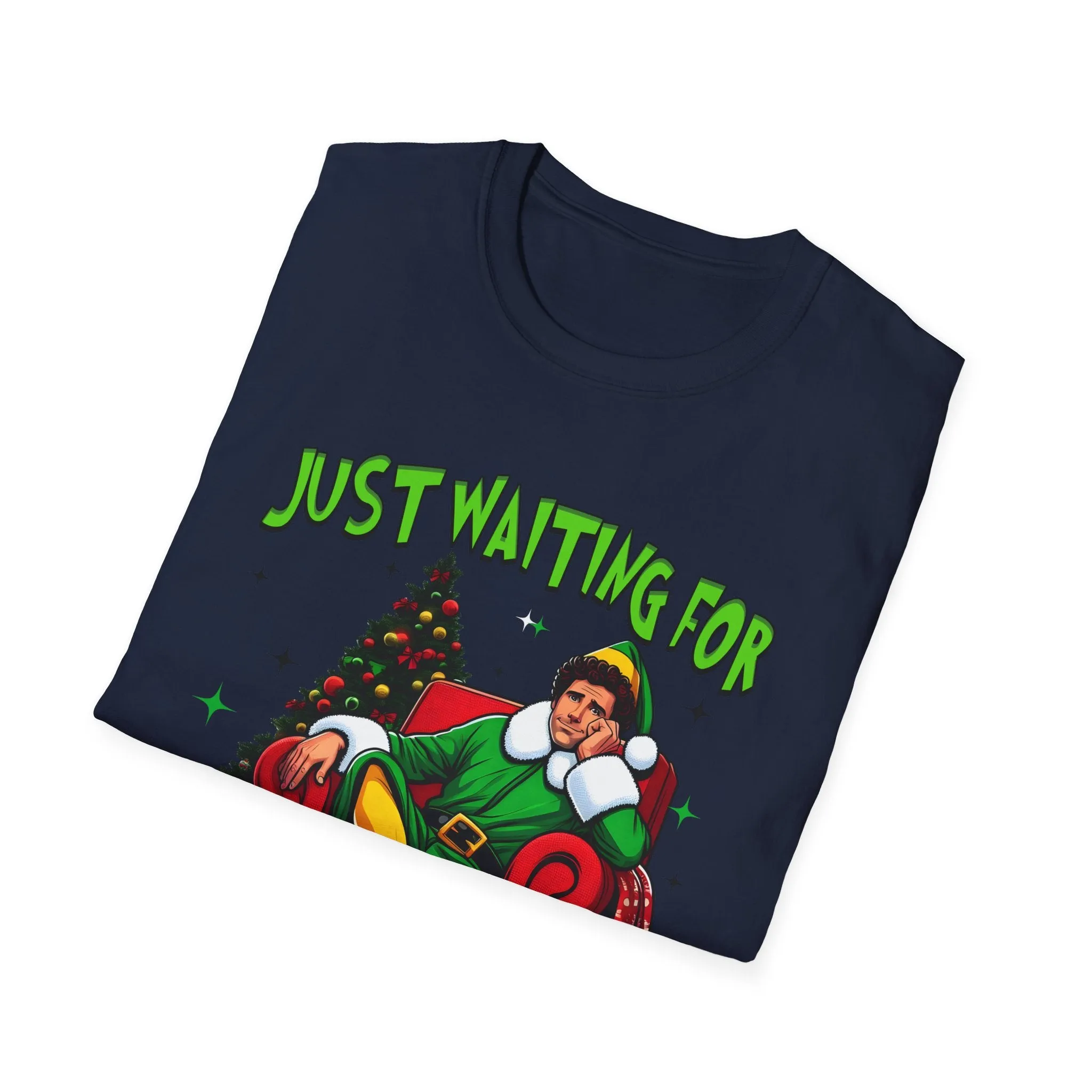 Funny Christmas T-Shirt - 'Just Waiting for Christmas' Design