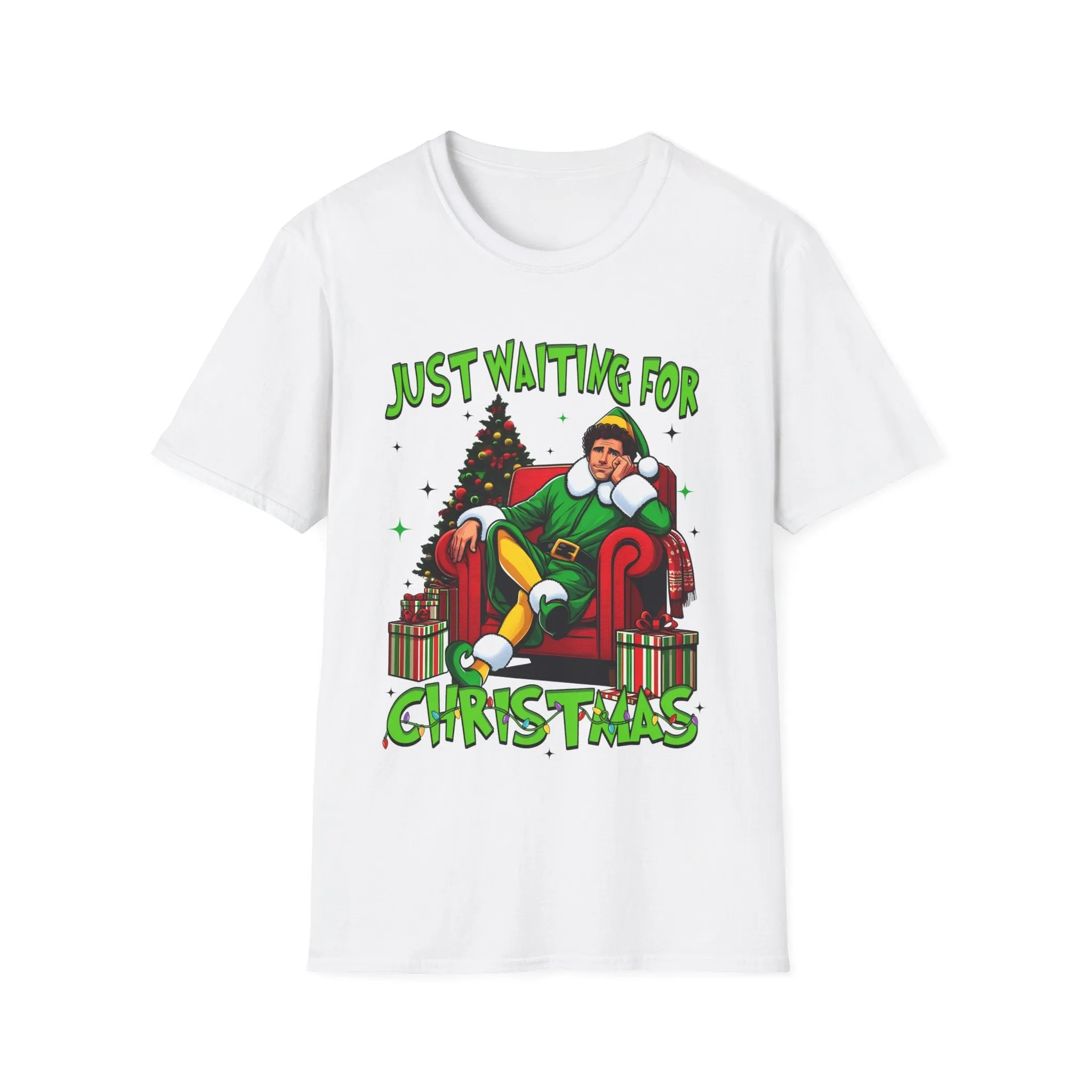 Funny Christmas T-Shirt - 'Just Waiting for Christmas' Design