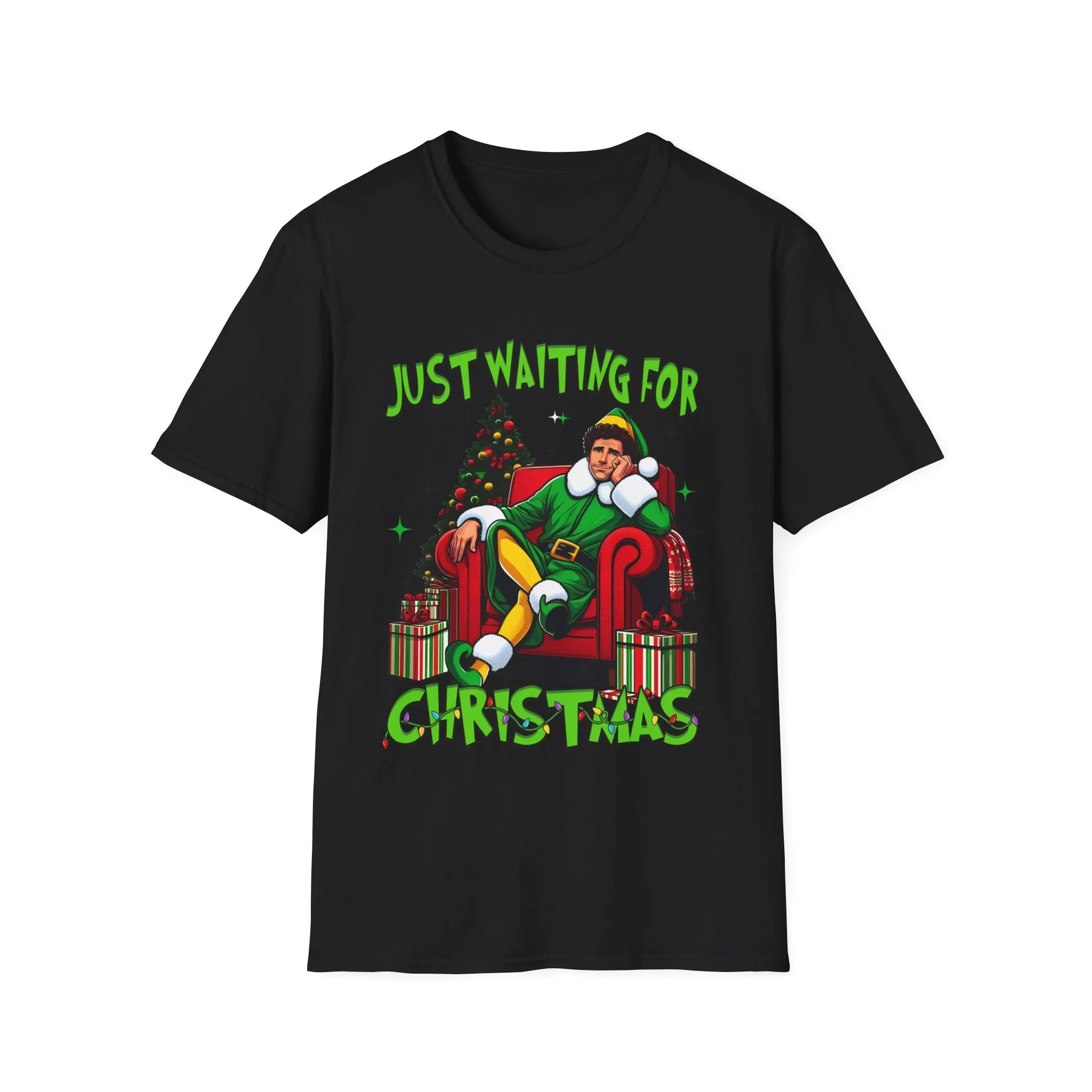 Funny Christmas T-Shirt - 'Just Waiting for Christmas' Design