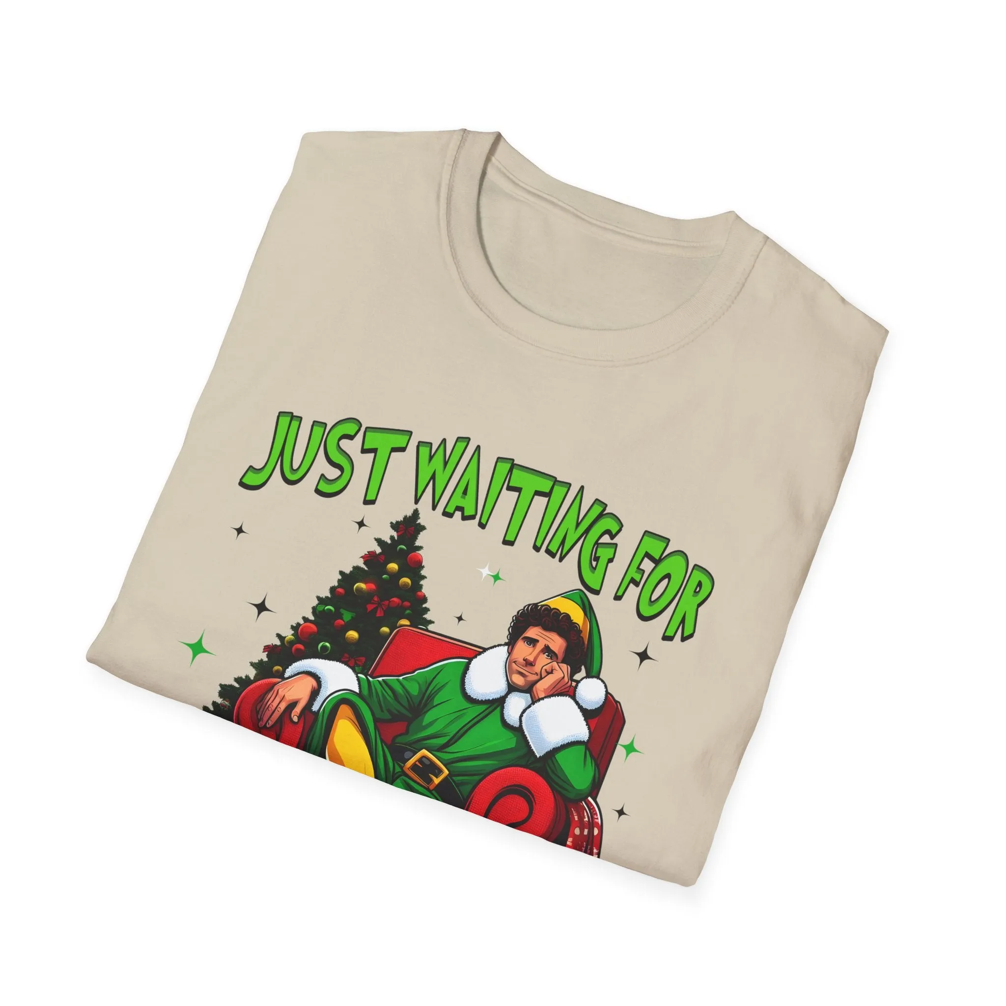 Funny Christmas T-Shirt - 'Just Waiting for Christmas' Design