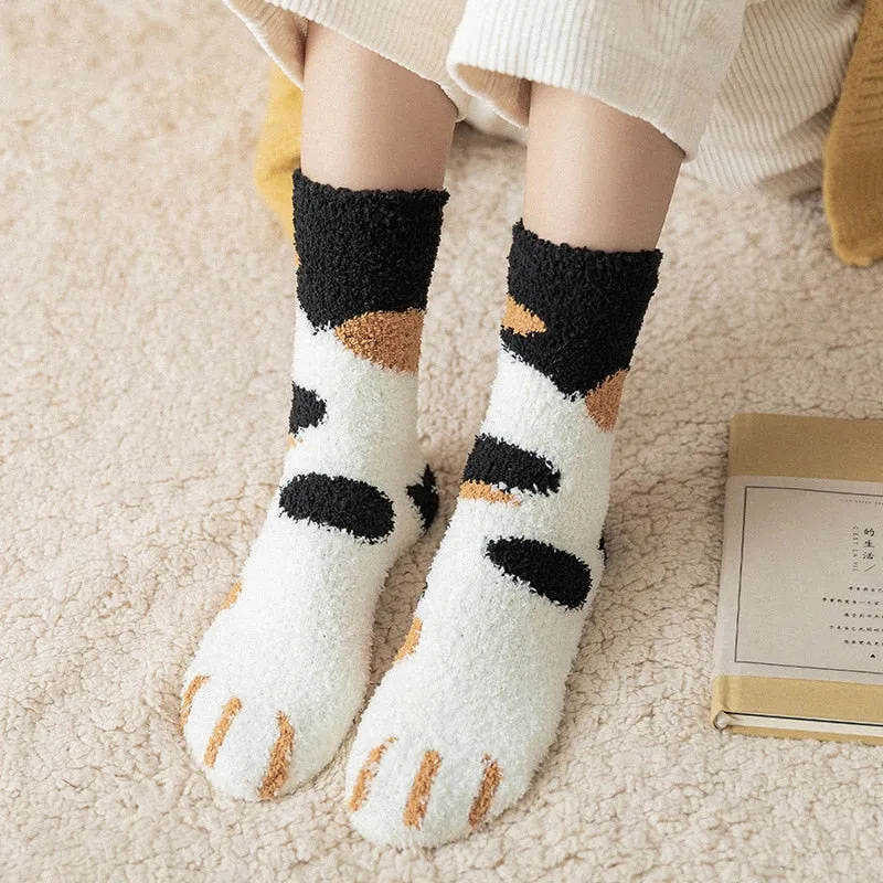 Furry Kitten Paw Socks