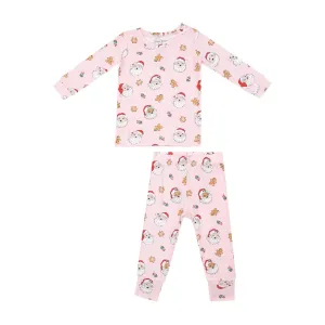 Girls Sets | 2PCS Loungewear: Vintage Santa - Pink | Angel Dear