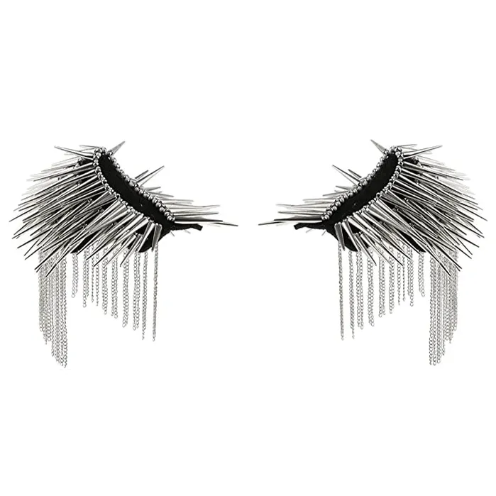 Gothic Punk Festival Cosplay Metal Spikes Shoulder Pad Epaulettes - Style 1 Silver