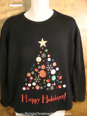 HAPPY HOLIDAYS Tree Tacky Bad Christmas Sweater