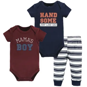 Hudson Baby Cotton Bodysuit and Pant Set, Mamas Boy