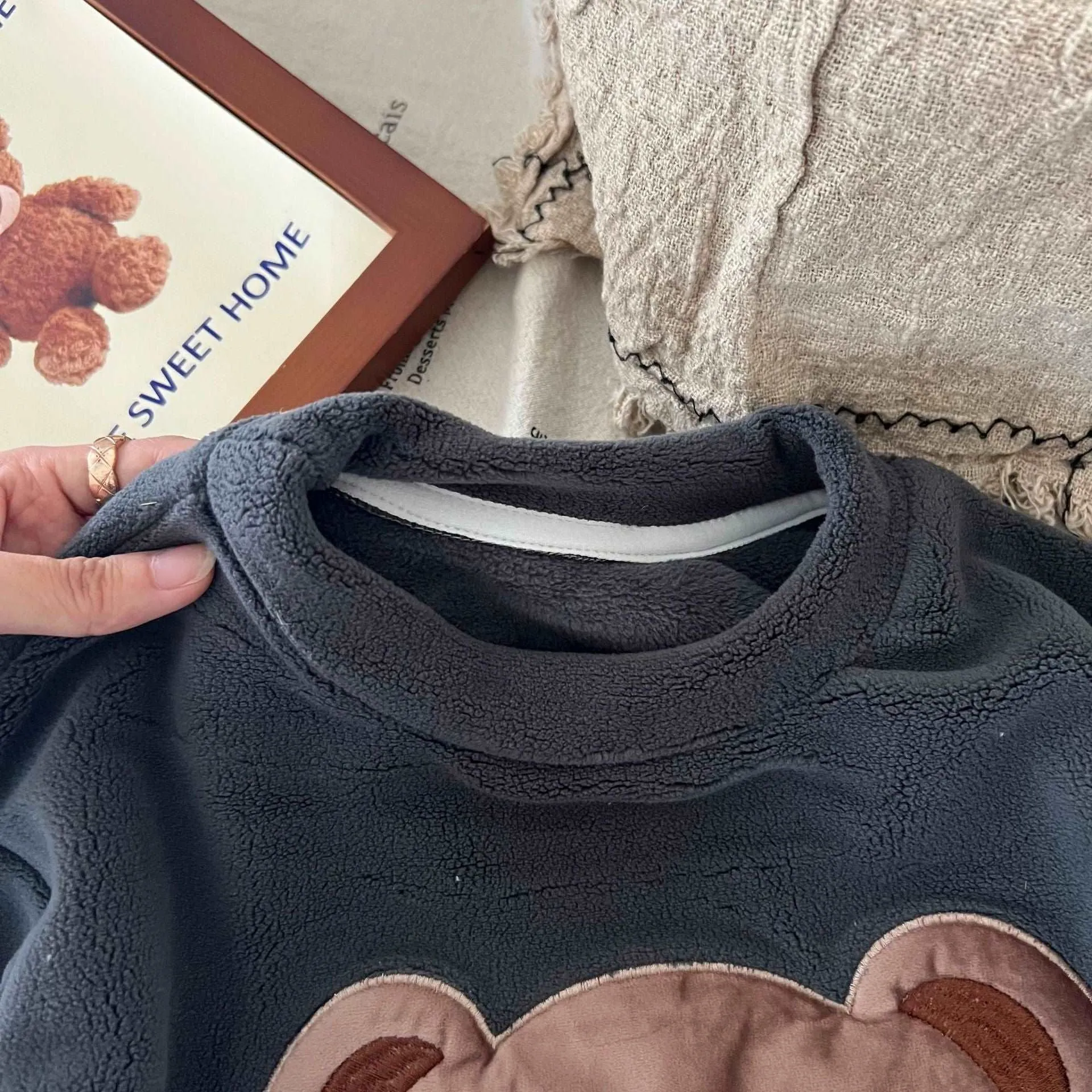 Kids Cute Teddy Warm Loungewear Outfit Set