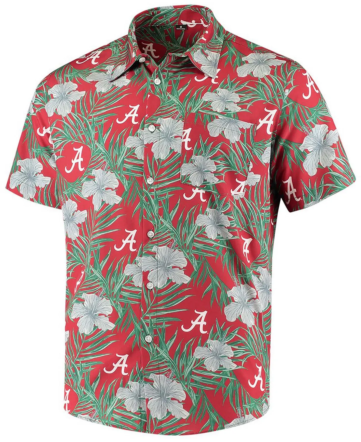 Men's crimson alabama crimson tide floral print button down shirt FOCO