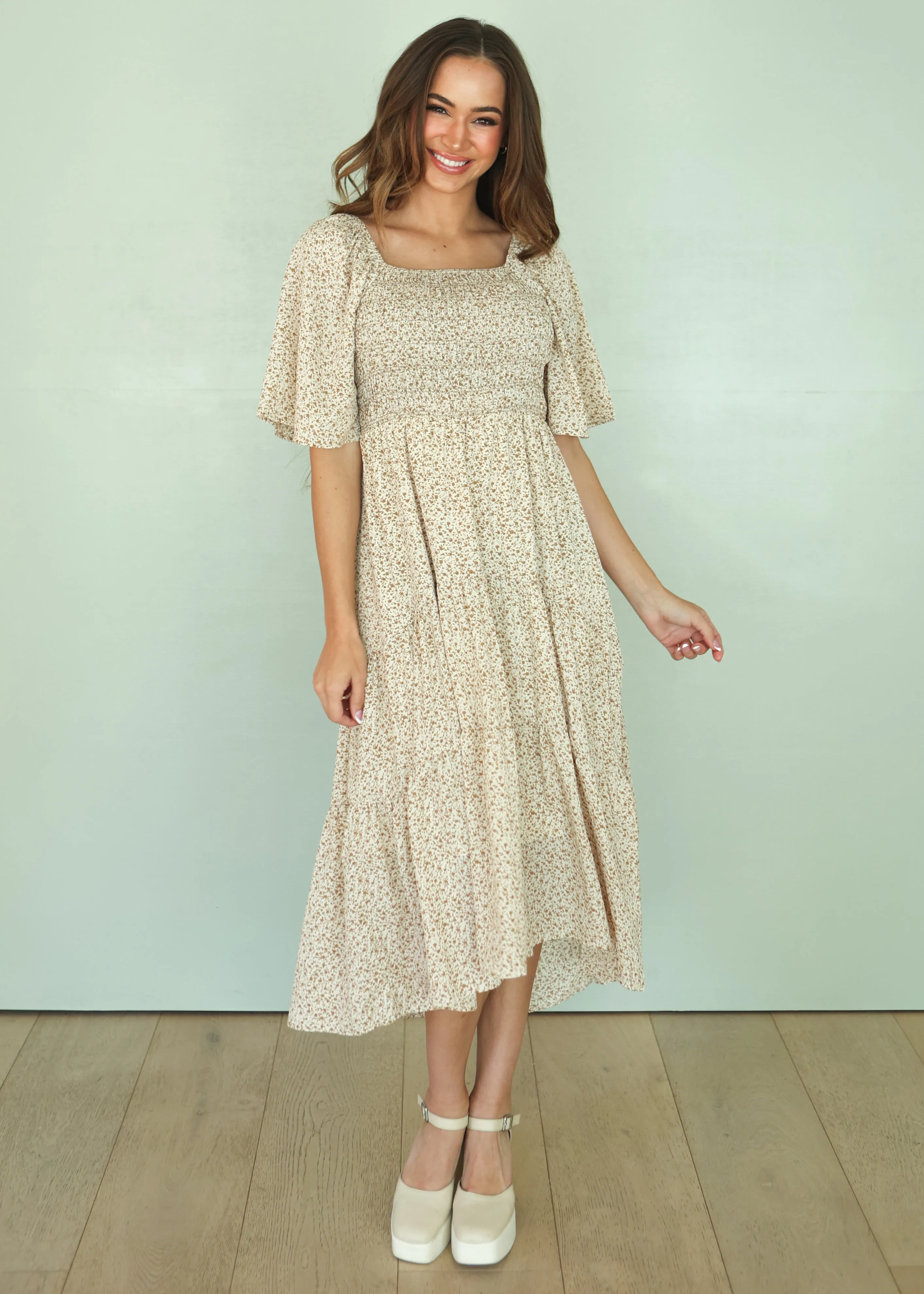 Naomi Floral Dress - CREAM - Maternity Friendly - FINAL SALE