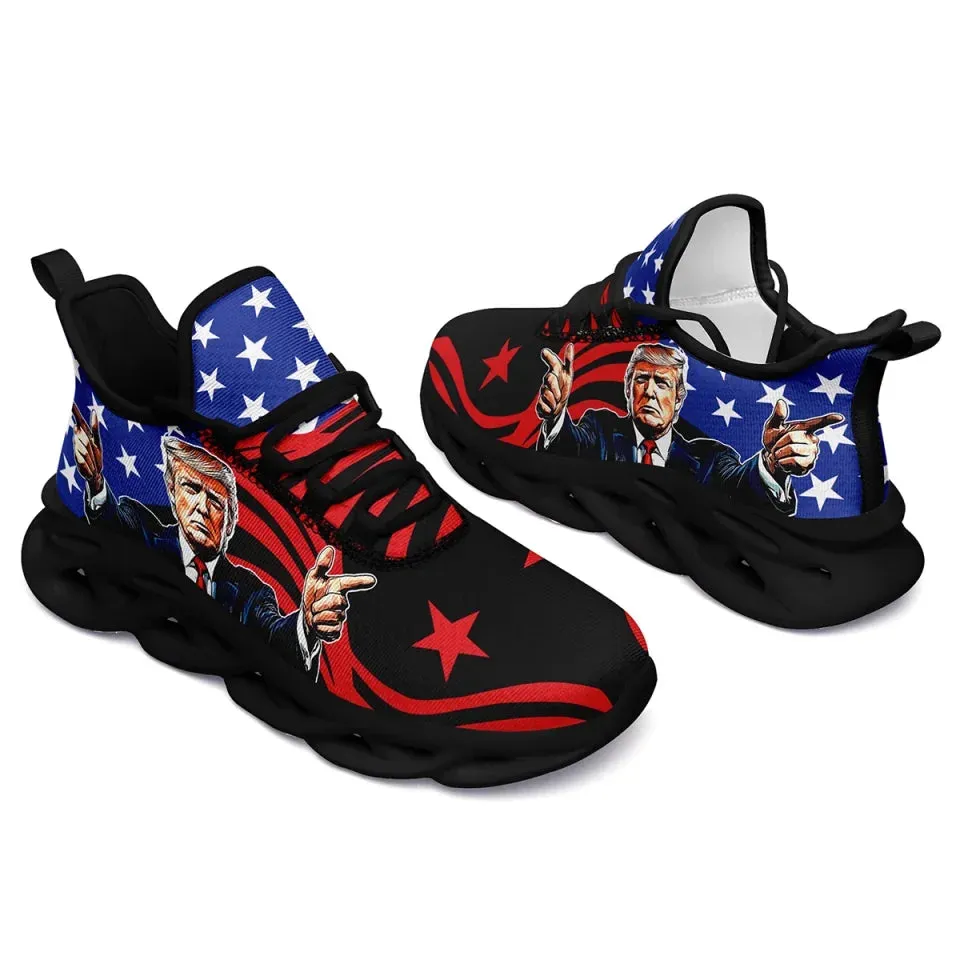 Personalized Trump Design Sneakers, Custom Trump 45-47 Shoes, Breathable and Comfortable Maxsoul Shoes