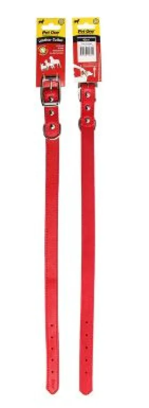 PET ONE COLLAR PLAIN LEATHER 45CM RED