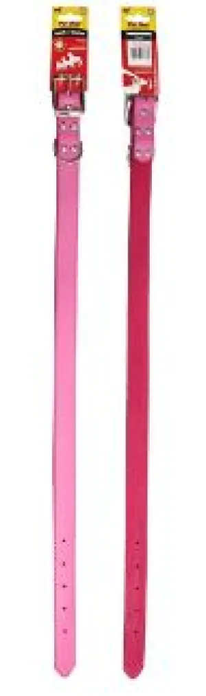 PET ONE COLLAR PLAIN LEATHER 55CM PINK