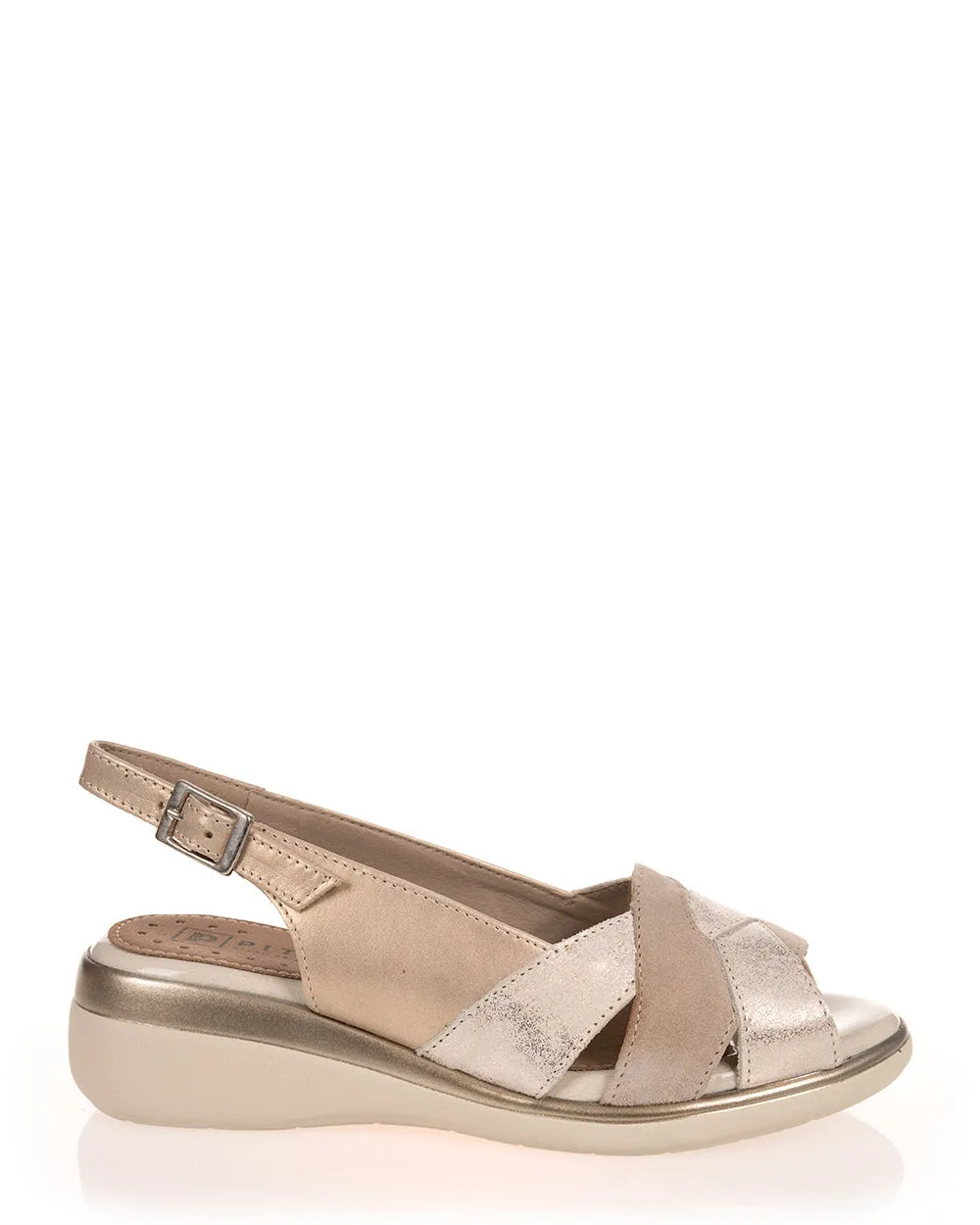 Pitillos 5012 Oro Hielo Oro Leather Low Wedge Sandal