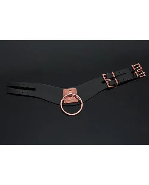 Pleasure Collection Adjustable Collar - Black-rose Gold