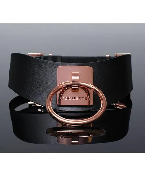 Pleasure Collection Adjustable Collar - Black-rose Gold