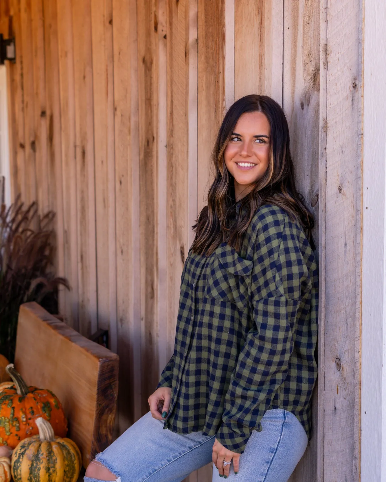 Presley Oversized Plaid Flannel | Forest Green