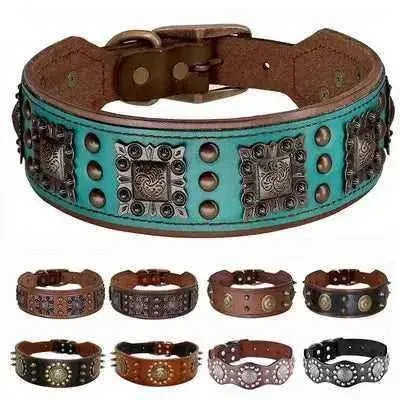 Regal Paws Rugged Chic Leather Dog Collar