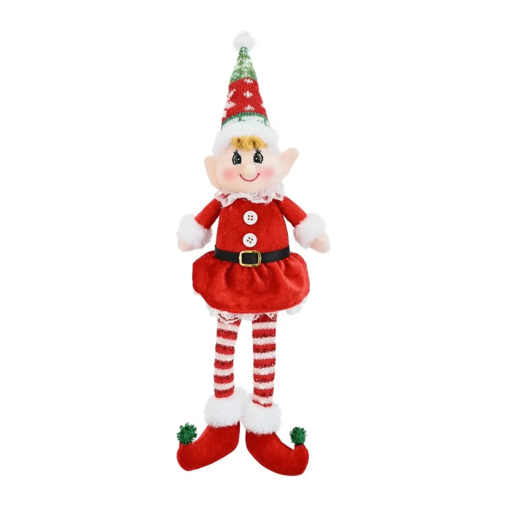 Sitting Tinsel Elf with Dangly Legs Asst (40cm)