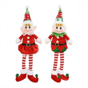 Sitting Tinsel Elf with Dangly Legs Asst (40cm)