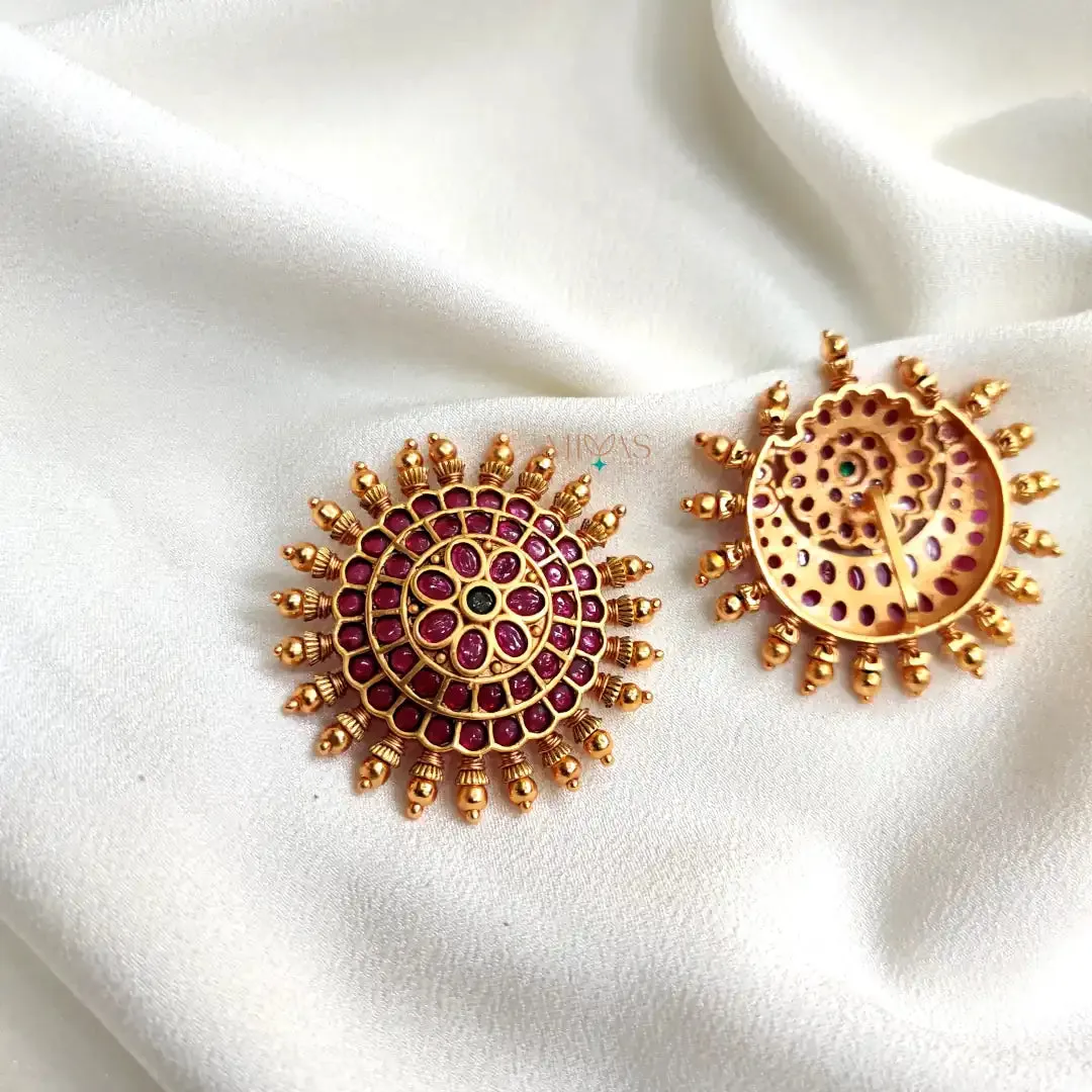 Stylish Sun and Moon Jadai Billai With Gold Beads