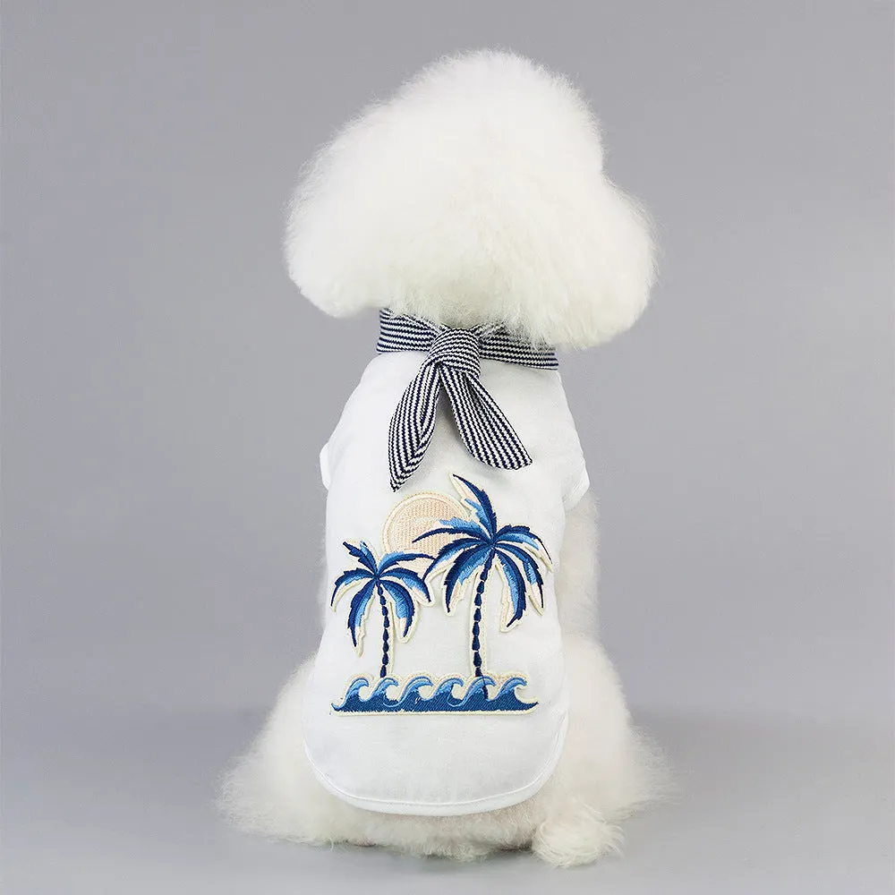 Summer Coconut Embroidered Vest T-shirt Pet Clothing