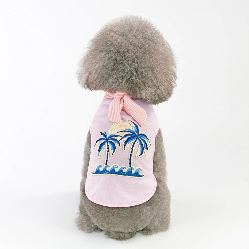 Summer Coconut Embroidered Vest T-shirt Pet Clothing