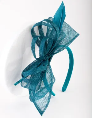 Teal Swirl Feather Fascinator