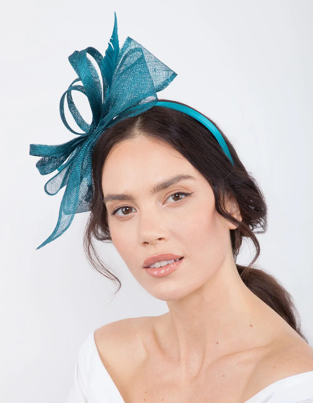 Teal Swirl Feather Fascinator