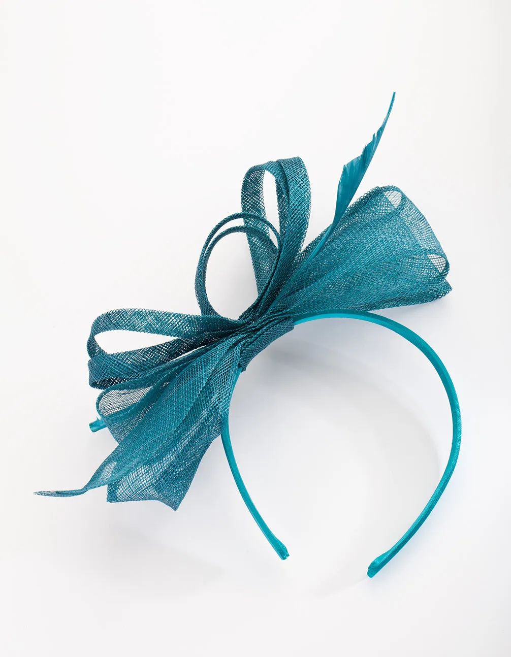 Teal Swirl Feather Fascinator