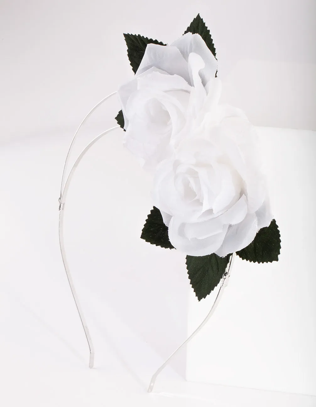 White Rose Flower Side Headband