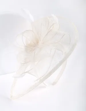 White Sinamay Angled Fascinator