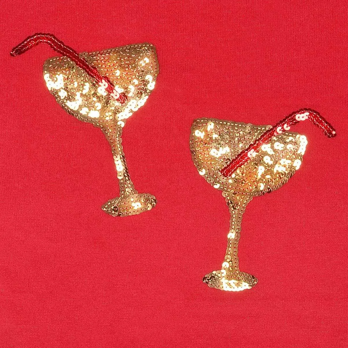 Womens Christmas Jumper Gingle Bells Cocktails Sequins